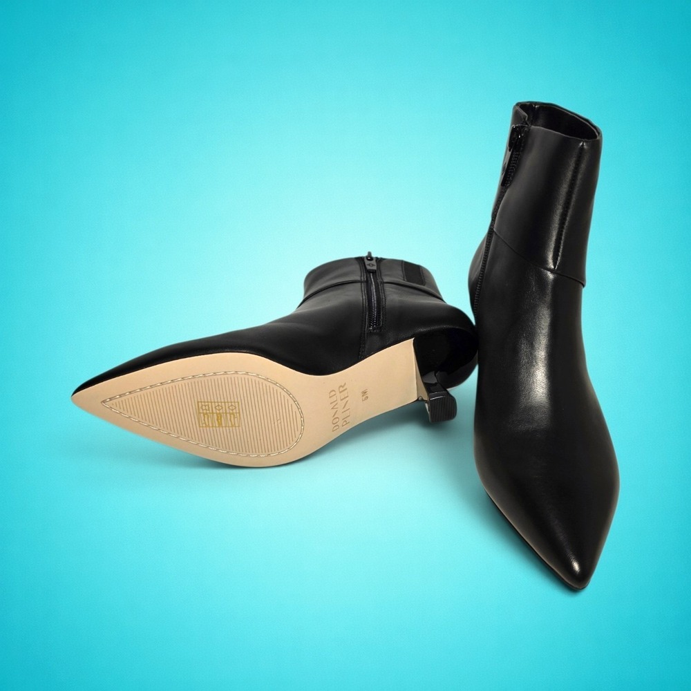 Donald Pliner Cindia black nappa leather pointed-toe kitten-heel ankle boots, 5M - Picture 5 of 10